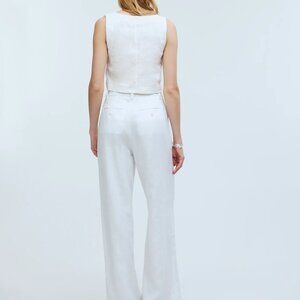 NWT Madewell The Harlow Wide-Leg Pant in 100% Linen in Eyelet White Size 8